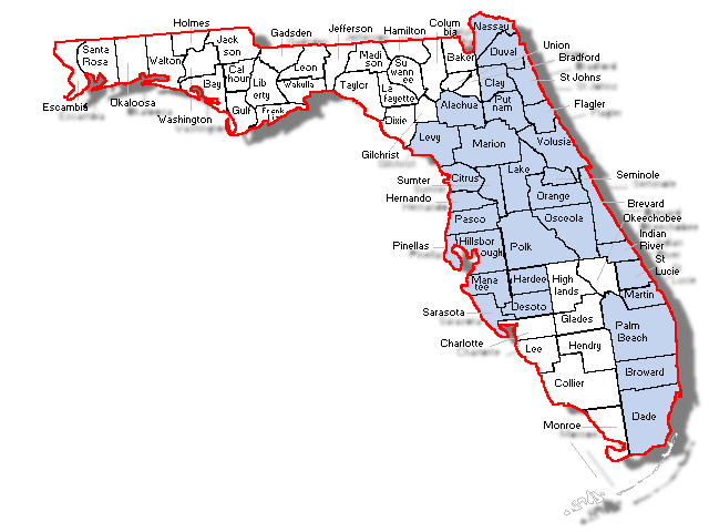 Florida Map - County Service Area